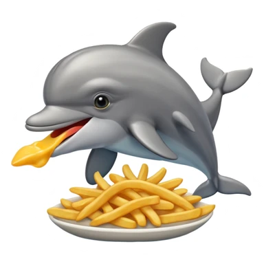 a dolphin eating fries sticker