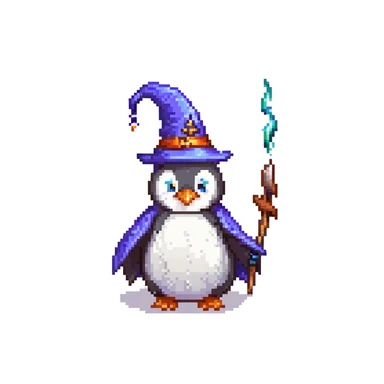 penguin wizard casting a spell sticker