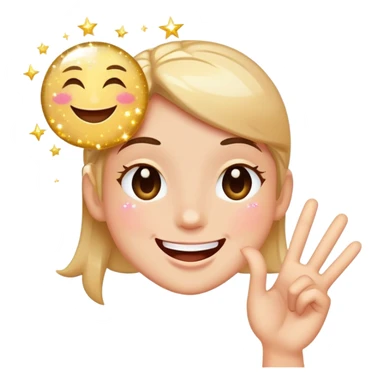 winking face holding a sparkling sign with extra sparkles sticker