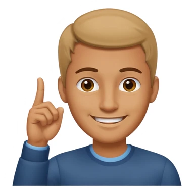 man pointing with index finger on his hand towards forehead and smiling sticker