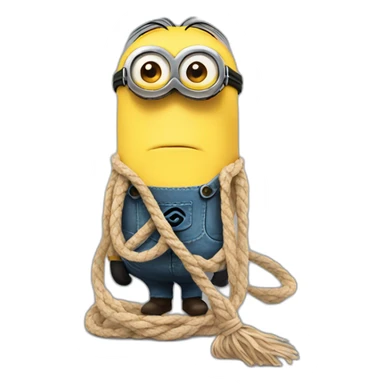 sad minion with a rope scarf sticker