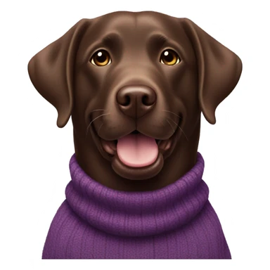 happy chocolate labrador in purple sweater sticker