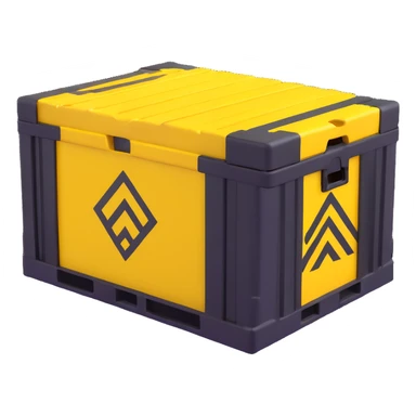 industrial crate, yellow hazard markings, rugged look sticker