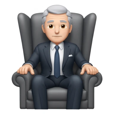 elderly businessman sitting in an armchair, wearing a formal suit and tie, gray hair, confident wise expression, corporate boss vibe, 3D cartoon style, mobile game icon style, clean background, no text, no watermark
 sticker