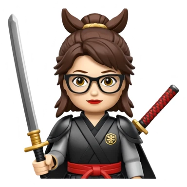 lego Samurai with glasses, Warrior in samurai armor, female, with katana sticker