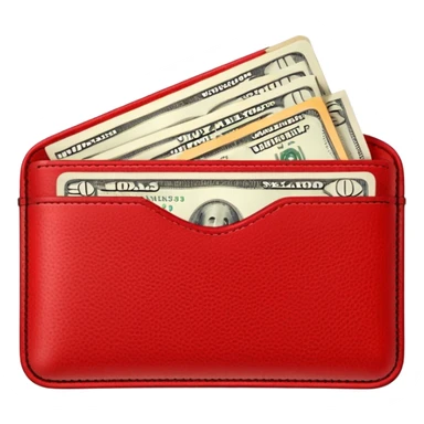 Red wallet with dollars sticker