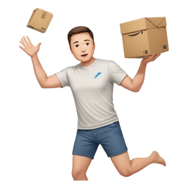 elon musk throwing amazon box in the air sticker