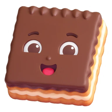 Rectangular chocolate mini pastry, slightly tilted, squished chocolate, crazy wide eyes, open mouth, text above: "ПАСТИЧКА", chibi style, Twitch emoji style, transparent background, colorful sticker