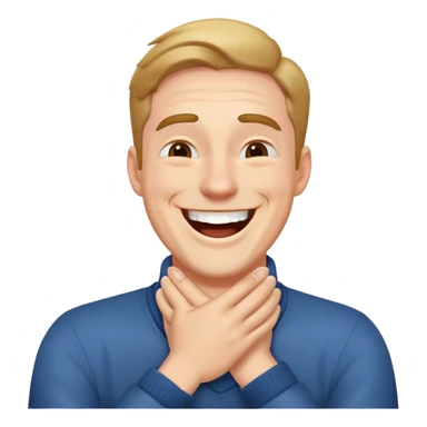 A guy laughing with hands around neck sticker