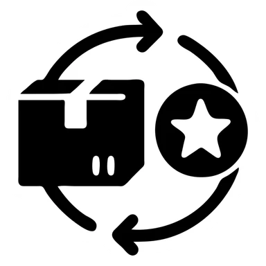 Minimalistic icon for 'Supply Chain Experience' featuring a logistics symbol, designed in a solid black filled style, with a square layout sticker