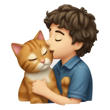 Boy kiss his cat sticker