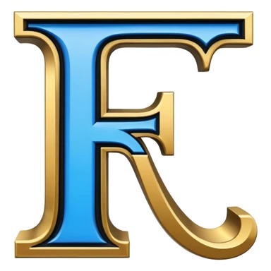Bold Black-Blue-White-Gold Font Letter “F” sticker