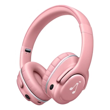 pink AirPods Max headphones with music notes sticker