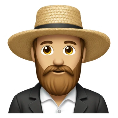Amish man white with brown straw hat building a building with beard without a mustache sticker