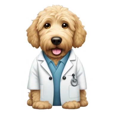 Golden doodle wearing lab coat  sticker