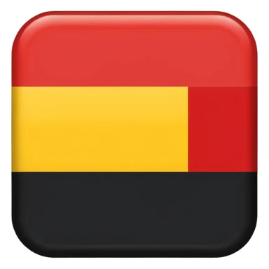 a rectangular flag with the top half solid black and the bottom half solid red with a medium-sized yellow circle in the middle overlapping both colours sticker