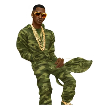 Young Dolph luxury clothes,diamond chain on,getting inside but not all the way in,just opened car door to his all orange and green colored,whole car painted army camouflage, Mercedes G Wagon sticker