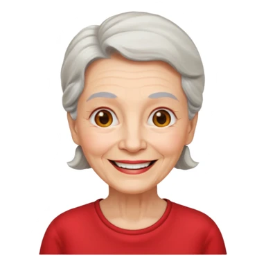 elderly woman with red shirt sticker