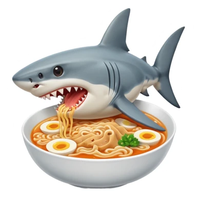 Shark eating ramen sticker