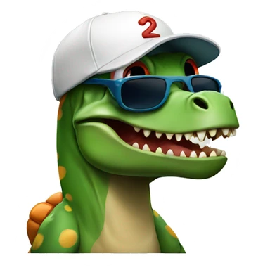 Dinosaur with sunglasses and baseball hat sticker