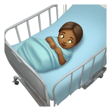 A mother lying on a hospital bed, cradling her newborn baby wrapped in a soft blue swaddle blanket.






 sticker