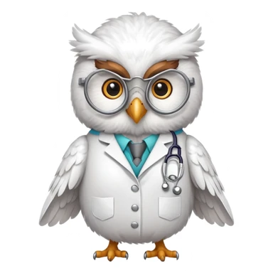 Twilio owl wearing doctor outfit with stethoscope and white coat sticker