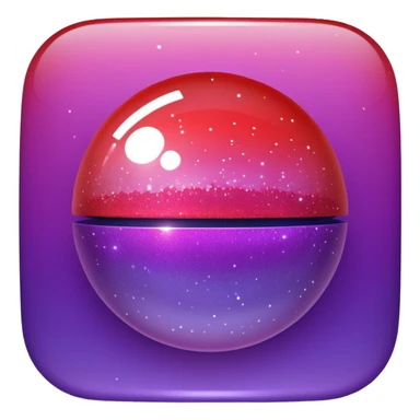color gradient between red and purple glitter ball sticker