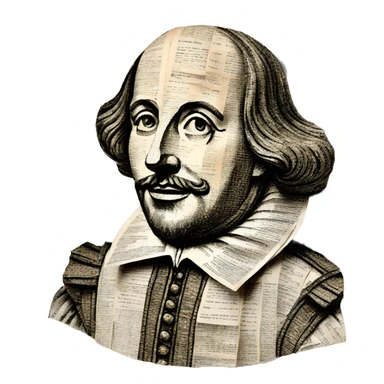Shakespeare made of newspaper cuttings 420 roses flowers sticker