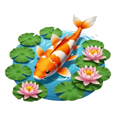 koi and lotus pond sticker