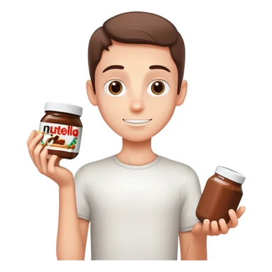 Skinny white kid holding Nutella  sticker