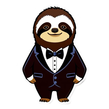 Sloth in a tuxedo sticker