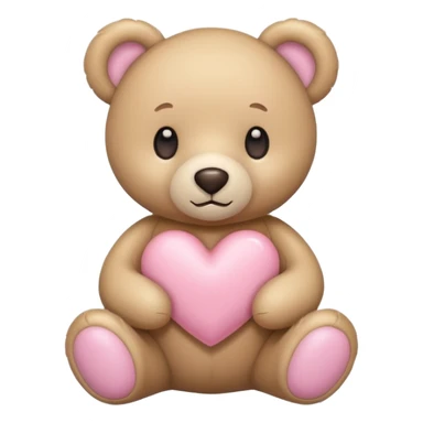 beige teddy bear and a pink pastel heart sticker