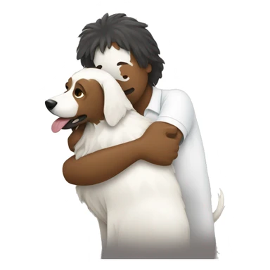 a vet hugging a shaggy dog sticker
