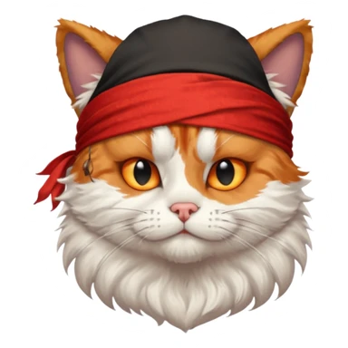 pirate cat with one eye closed with band sticker