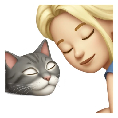 Grey cat sleeping with blonde girl  sticker