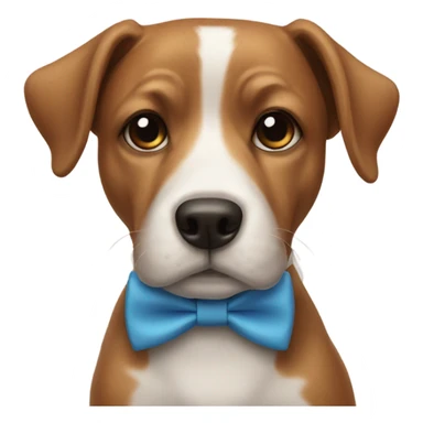 Dog wearing a bow sticker