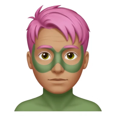 pink haired man with full full face green clay mask sticker