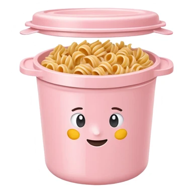 pastel pink food container with pasta inside sticker