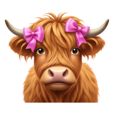 Highland cow with a pink bow on its head  sticker