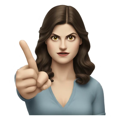 alexandra daddario showing pointing finger and pointing me sticker