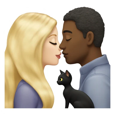 Pretty long blonde haired woman kissing Black cat sticker