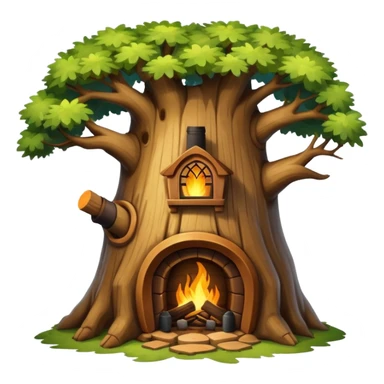 house inside a large oak tree trunk sticker