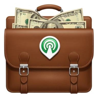 open wifi money bill filled briefcase sticker