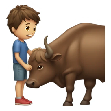 Niño montando un toro sticker