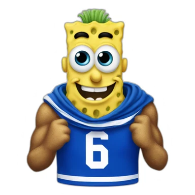 spongebob wearing a north melbourne AFL scarf sticker