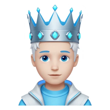 boy neon cyberpunk light blue happy crown white and blue sticker
