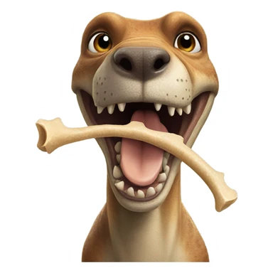 Dinosaur with a dog bone in his mouth sticker
