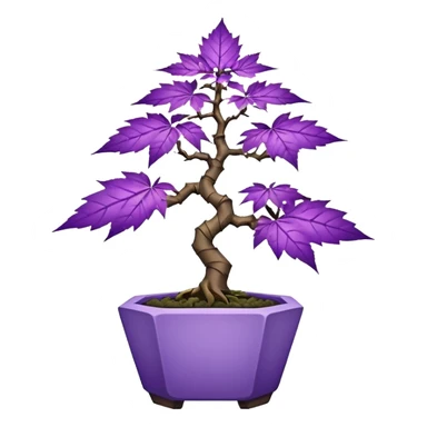  small short bonsai pot plant trident maple purple marijuana with triangular angular faceted asymmetrical originally shaped body  sticker