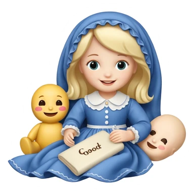 Doll saying goodnight sticker