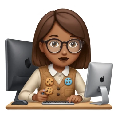 cookie clicker addict girl at computer mexican sticker